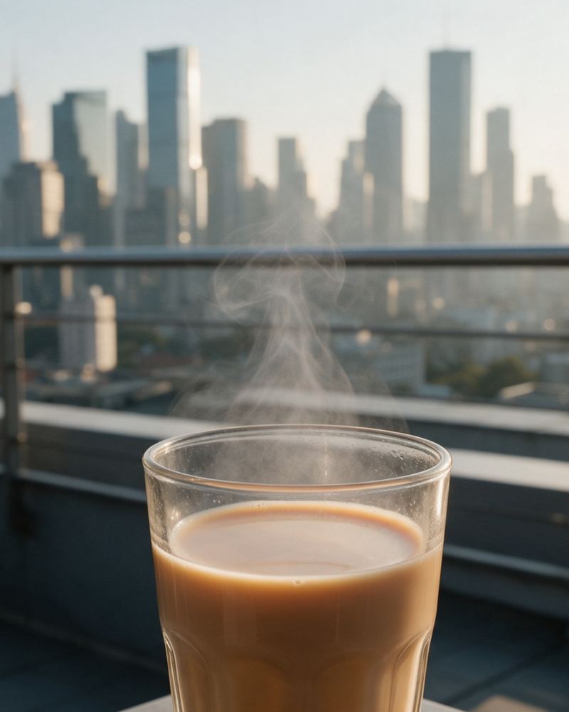 Before: Milky tea on a rooftop